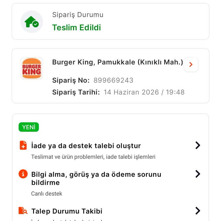 Burger King Eksik King Chicken Ürünleri Ve Ücret İadesi Talebi