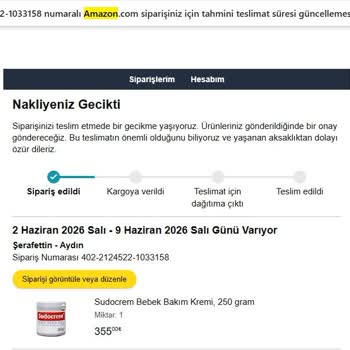 Onur Market'ten Siparişim Gecikti, Bilgilendirme Yok Ve Ürün Gelmedi