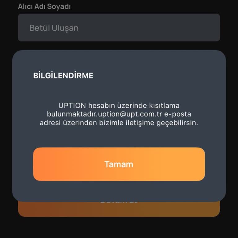 UPT Hesabımda Kısıtlama Ve Yüksek Bakiyeye Erişememe