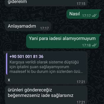 Stok Yok Duyuruldu, İade Reddedildi Ve Siyah Ürün Gönderildi