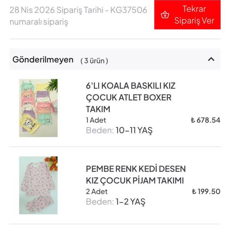 Yanlış Yaş Bilgisiyle Gönderilen Pijama Takımları İçin İade Ve Geri Ödeme Talebi