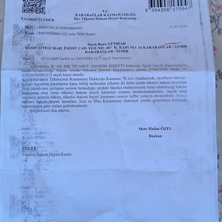 Mahkeme Kararı Sonrası Teknosa'dan Ödeme Gelmemesi