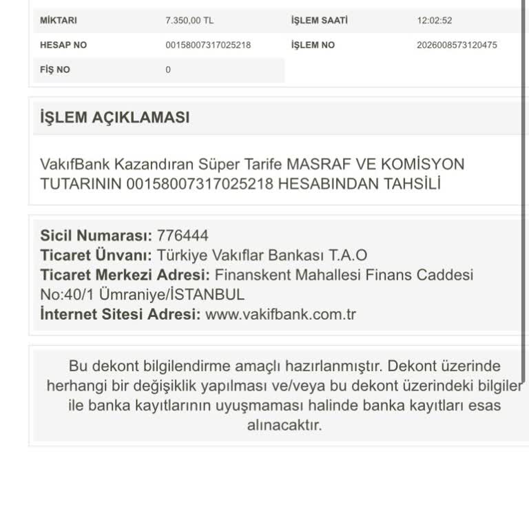 VakıfBank’ta Kazandıran Tarife Ücretinin İptali Ve İadesi