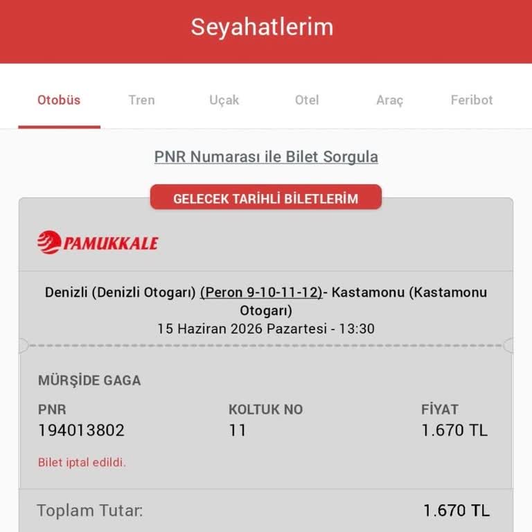 Obilet Ve Pamukkale Turizm'in Geç Bildirimiyle Yaşlı Yolcunun Mağduriyeti
