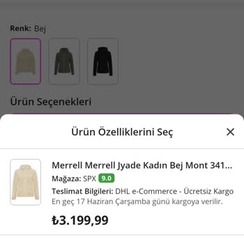 N11'den Merrell Kadın Ceket Siparişi Gerekçe Olmadan İptal Edildi Ve 2 Bin TL Mağduriyet