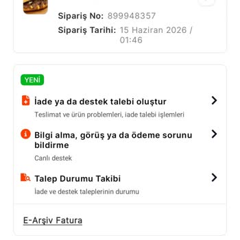 Migros Yemek Teslim Edilmediği Bildirilen Siparişin İadesi Talebi