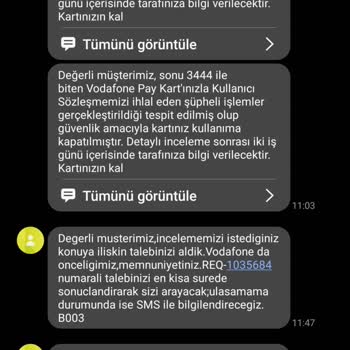 Şüpheli İşlem Gerekçesiyle Kapalı Kalan Vodafone Pay Kartlarım Açılmadı