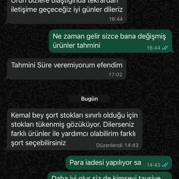 Stok Tükendiği İçin XL Beden Değişimi Reddedildi