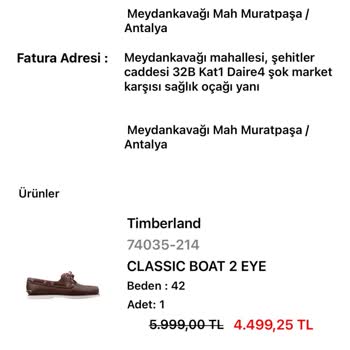 Stokta Görünürken Timberland Ürünü Tek Taraflı İptal Edildi, Aynı Ürünün Teslimini İstiyorum