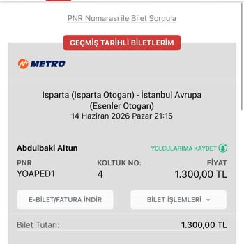 İptal Edilen Otobüs Seferi İçin 1300 TL İade Gelmedi