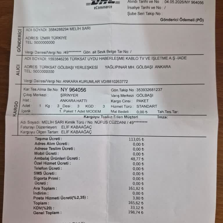 Modem Teslimi Sonrası Haksız Ücret İptali Talebi