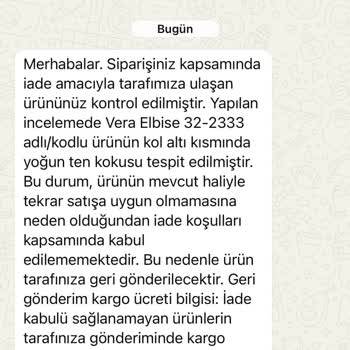 İade Reddi Ve Renk Beden Uyuşmazlığı Nedeniyle Ücret İadesi Talebi
