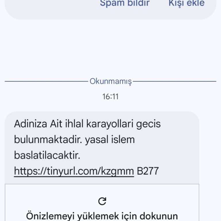 Gelen Sahte Trafik İhlali Tehdit SMS'i Ve Denetim Talebi