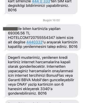 Garanti Bankası Kredi Kartıma Yetkisiz 70.000 TL Otel İşlemi İptali Talebi