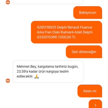 Acil Disk Parçası Kargoya Verilmedi, Sipariş Gecikmesi Mağduriyet Oluşturuyor