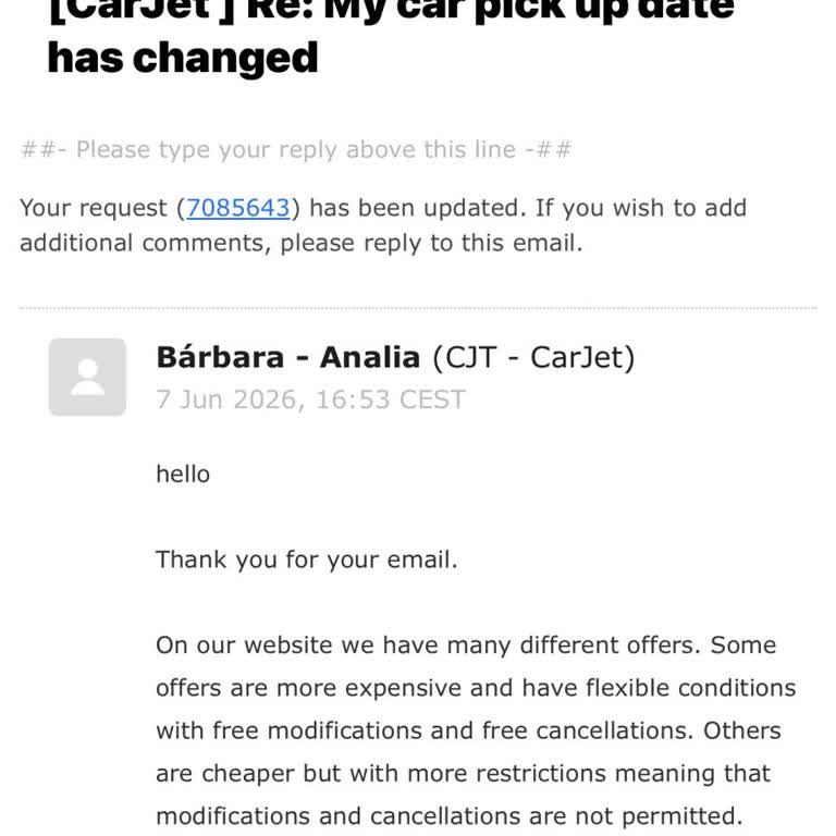 Refund Request For Undelivered Service - CarJet