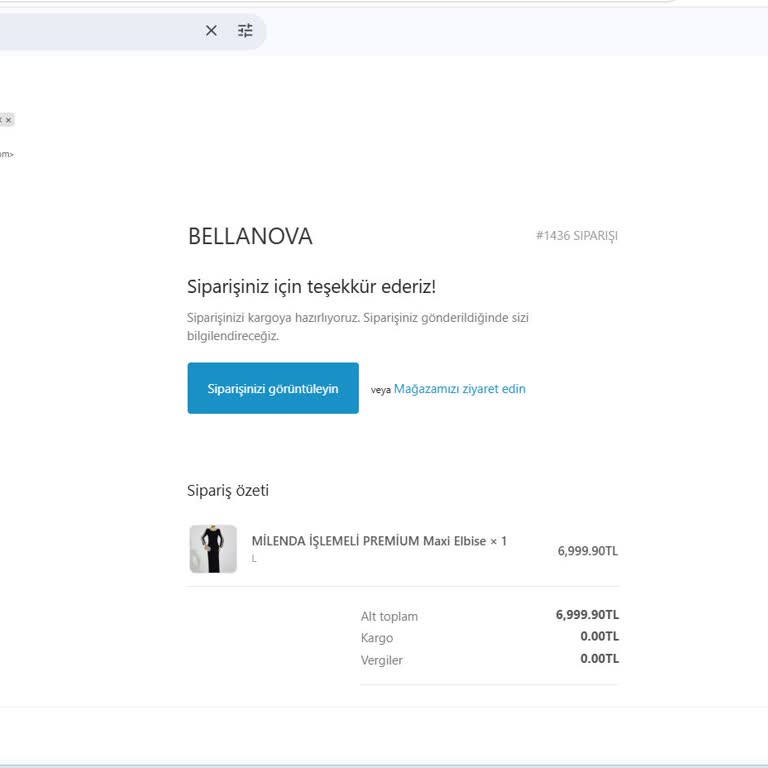 Bellanova Sitesinden Alınan Ürün Gelmedi Ve 6.999 TL İadesi Talebi