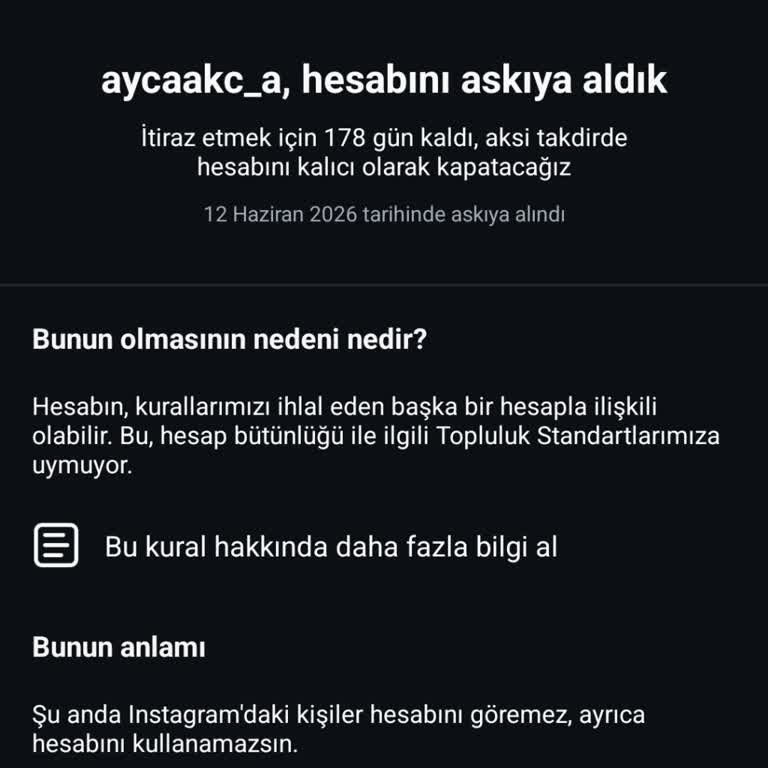 Instagram Hesabımın Askıya Alınması Ve İtiraz İşleminde Teknik Sorun