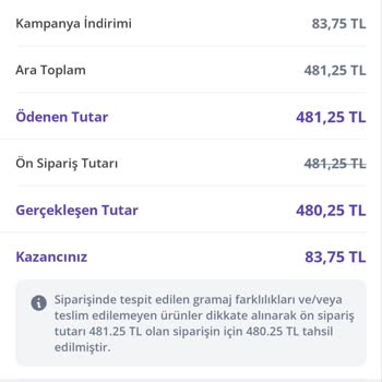 Getir Çarşı Siparişlerinde Tek Tek Fazla Çekim Ve İade Eksikliği