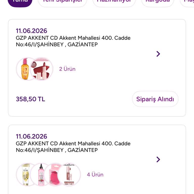 Siparişlerim Üç Gün Boyunca Sipariş Alındı Durumunda, Bilgilendirme Yok
