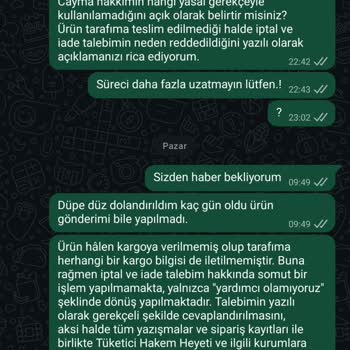 Renk Değişikliği İsteğim Görmezden Gelindi, Ürün Gönderilmedi Ve İade Reddedildi