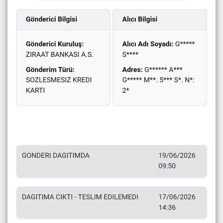 Ziraat Bankası Kartı Teslim Edilmedi Ve Yanıltıcı SMS Gönderildi