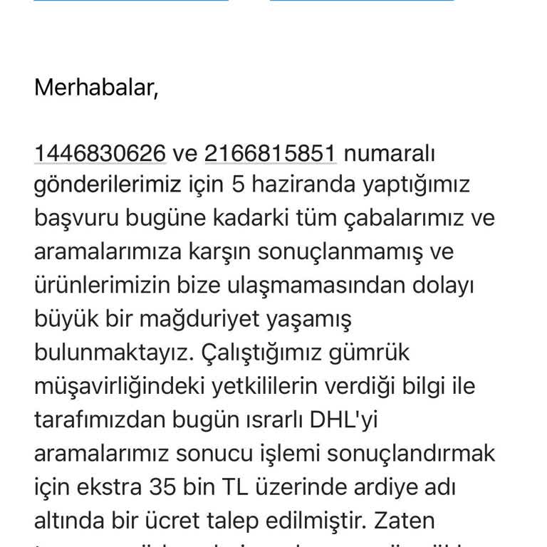 Gümrükte İki Hafta Bekleyen DHL Paketleri İçin Acil Çözüm Ve Ücret Düzeltmesi Talebi