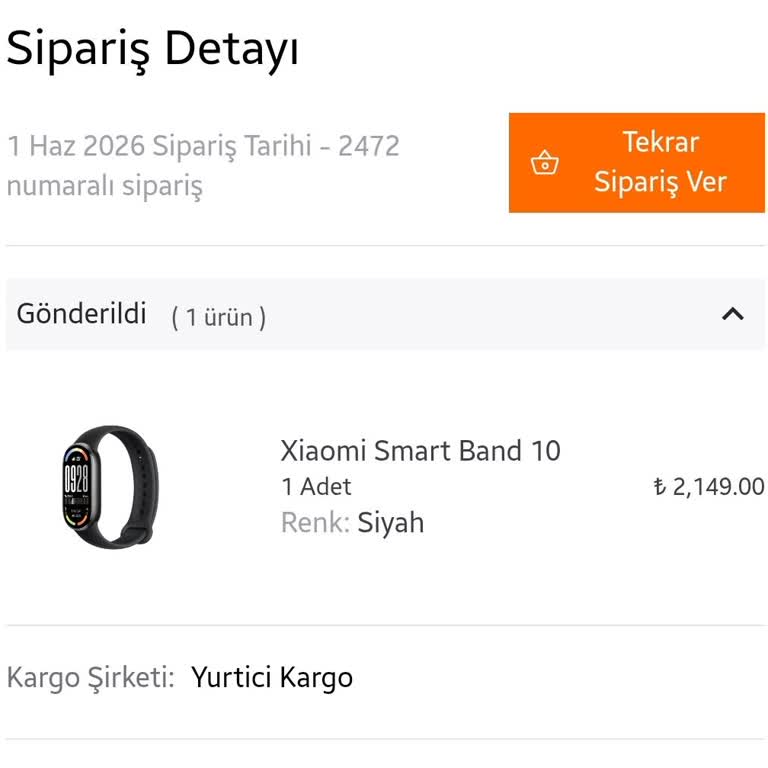 Xiaomi Smart Band 10 Siparişimin Kargoya Verilmemesi Ve Bilgilendirme Eksikliği