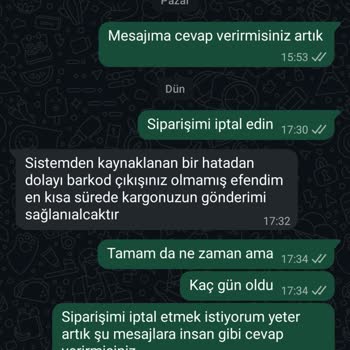 Siparişim 20 Gün Boyunca Kargoya Verilmedi Ve Bilgi Alamadım
