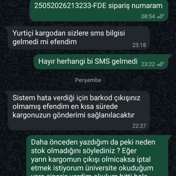 Siparişim 20 Gün Boyunca Kargoya Verilmedi Ve Bilgi Alamadım