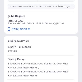 Yanlış ve Soğuk Pizza Teslimatı Şikayeti