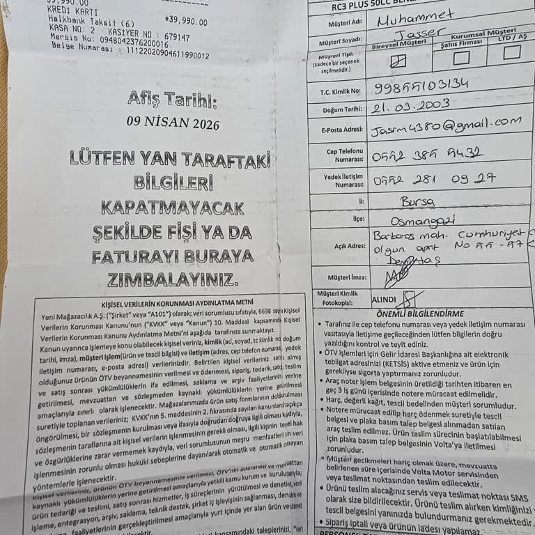 A101’in Teslim Etmediği Motor Nedeniyle Sürekli Mağduriyet