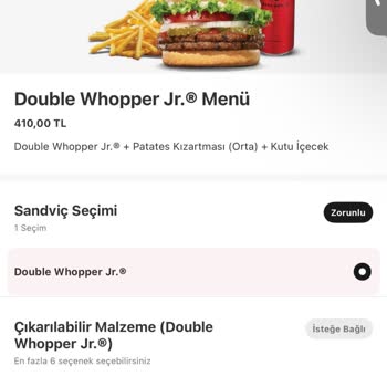 Görseldeki Double Whopper Ve Ulaşılamayan Destek Nedeniyle Yanlış Ürün