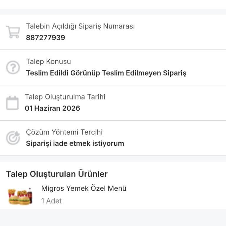 Migros Yemek'te Sipariş Gelmedi 15 Gün Sonra İade Bekliyor Ve Müşteri Hizmetleri Yanıt Vermiyor