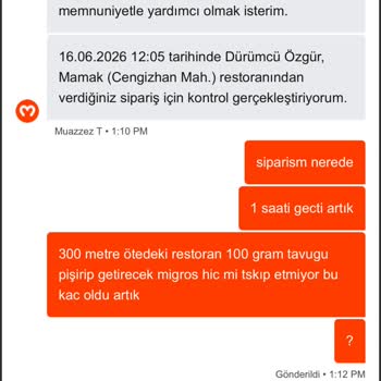 Migros Yemek’te Uzun Bekleme, Yanlış Ürün Ve Yetersiz Müşteri Desteği