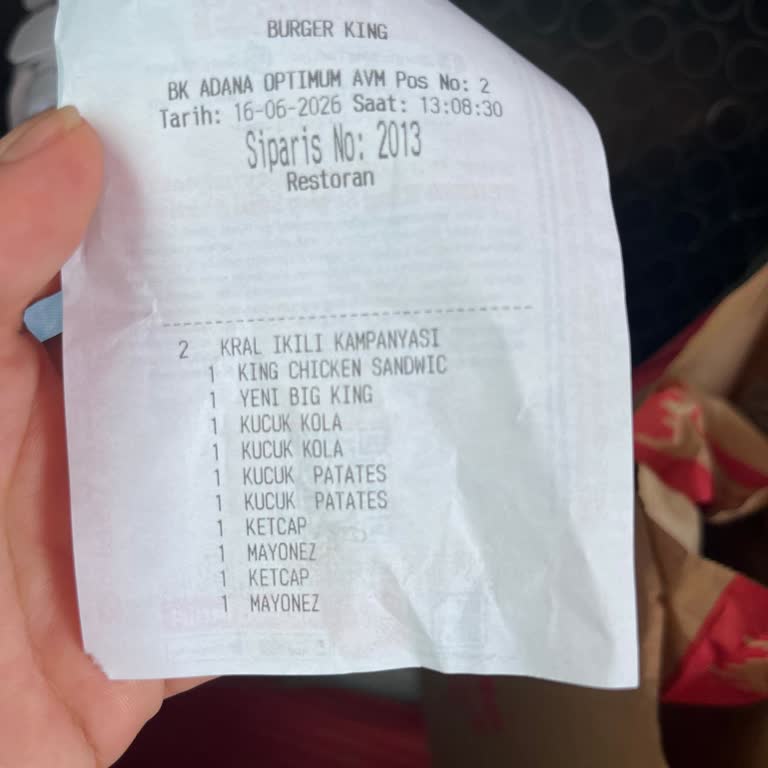 Adana Optimum AVM Burger King Şubesinde Kral İkili Kampanyası İçin Eksik Hamburger Teslimatı