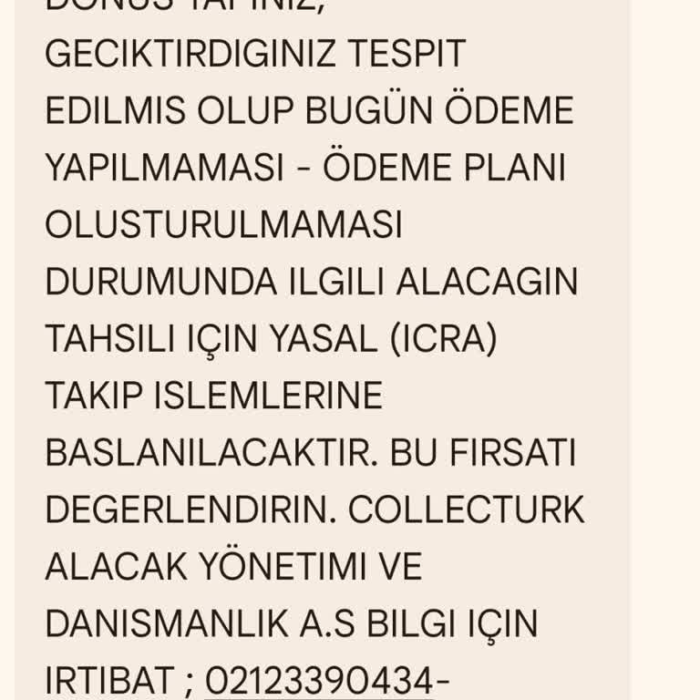 Collecturk’ün Borç Olmadığını Bilmeden Gönderdiği Tehdit Mesajları