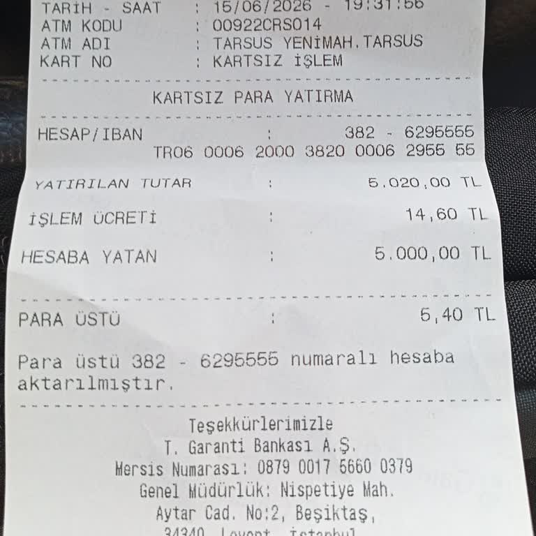Yanlış IBAN’a Yatırılan 5.020 TL’nin Acil İadesi