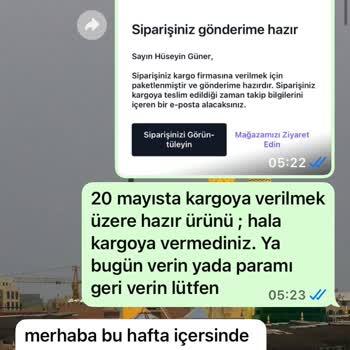 Sipariş #24190 Kargoya Verilmedi Ve 4.628 TL Geri Ödeme Talebi