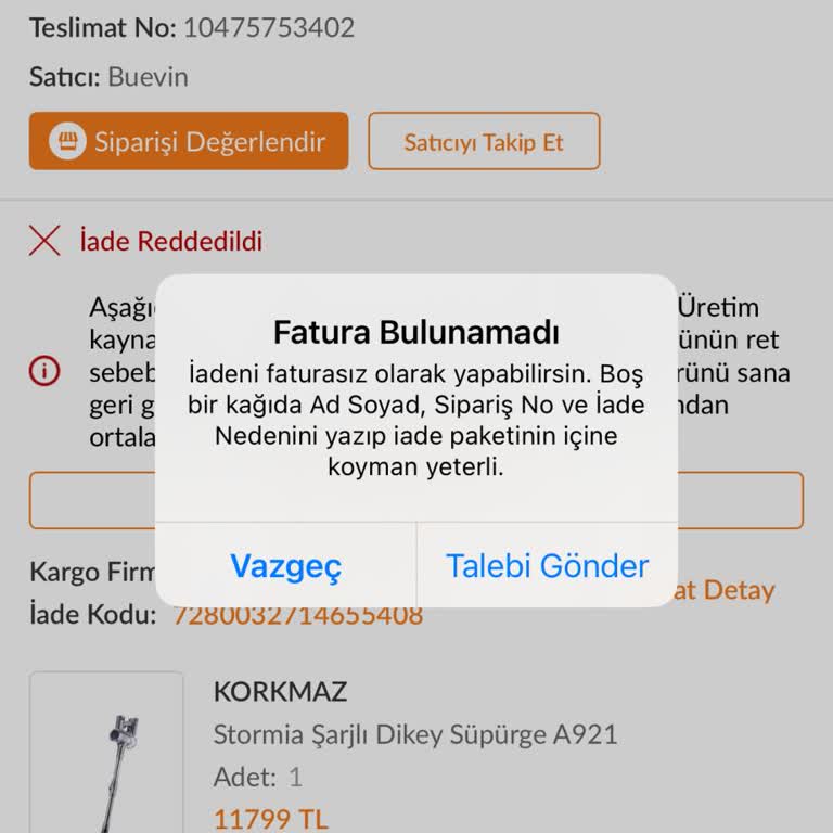 Buevin Cayma Hakkım Reddedildi Ve Fatura Eksikliği Nedeniyle 11.799 TL’lik Ücretin Geri Ödenmesi