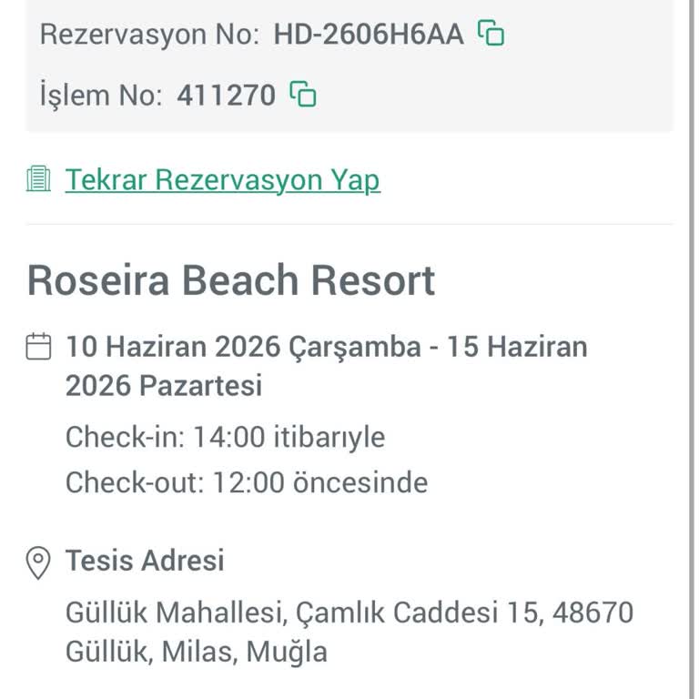 Roseira Beach Resort Tarih Düzeltmesi Yapmadı!