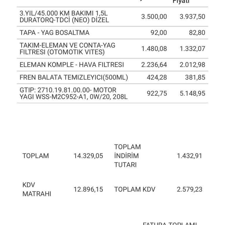 Yağdaki Yakıt Karışması İçin Garanti Kapsamında Ücretsiz Değişim Talebi