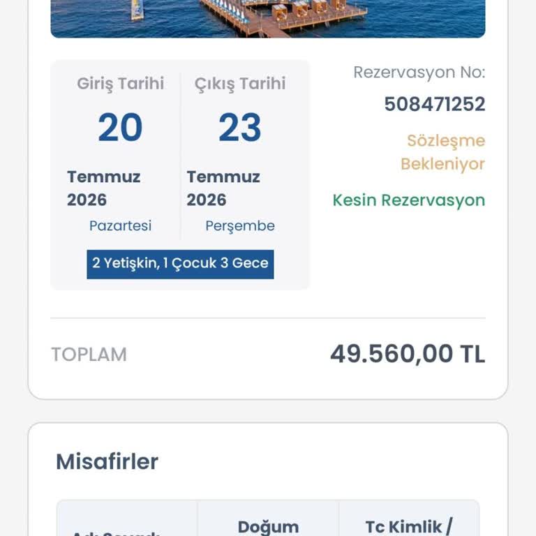 Rezervasyon Sözleşmesi Mailde Gelmiyor Ve Hesaba Giriş Kodunu Alamıyor