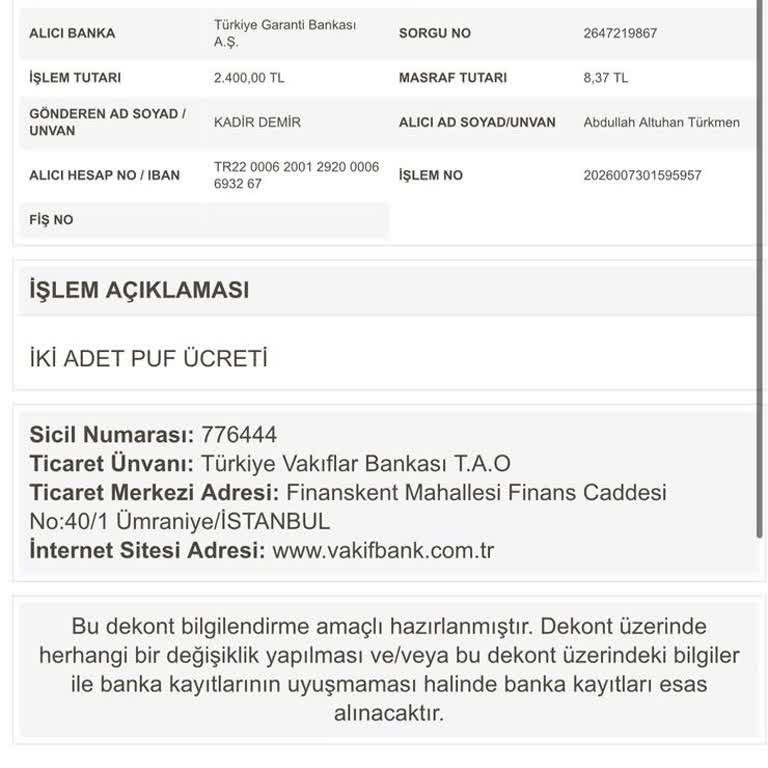 Kargoya Verilmeyen Puflar Ve 2400 TL İade Talebi
