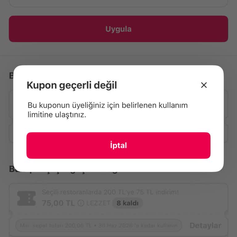 Yemeksepeti Kupon Uygulama Hatası, Sınıra Ulaştınız Mesajı Ve Destek Eksikliği!