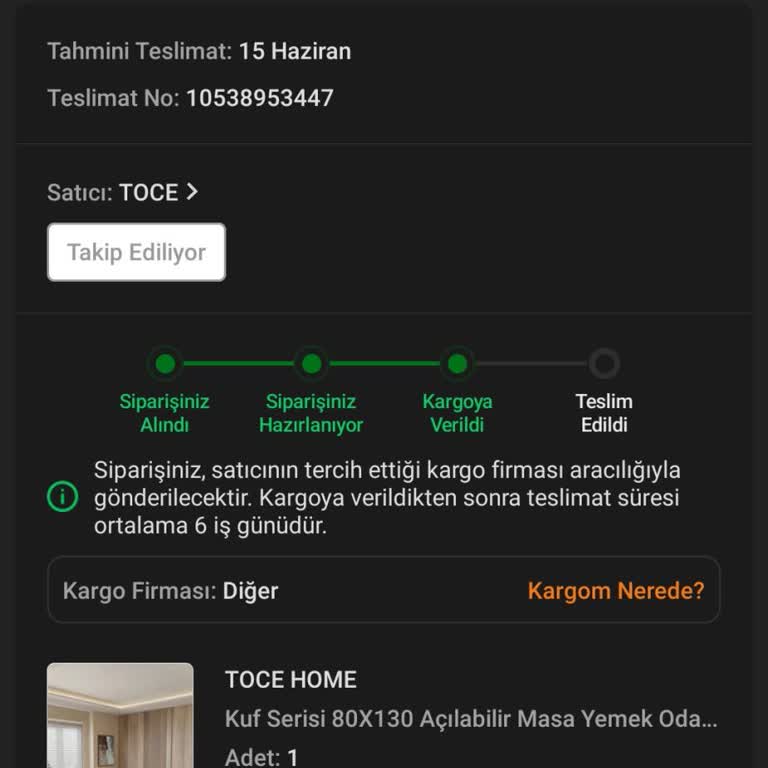 Trendyol Teslim Edilmeyen Masa Sandalye Takımı Nedeniyle Mağduriyet