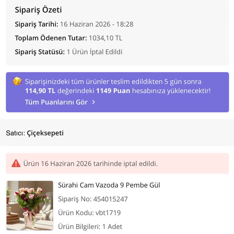 Çiçek Sepeti Teslimat Tarihi Onaysız Değiştirildi, İletişim Yok