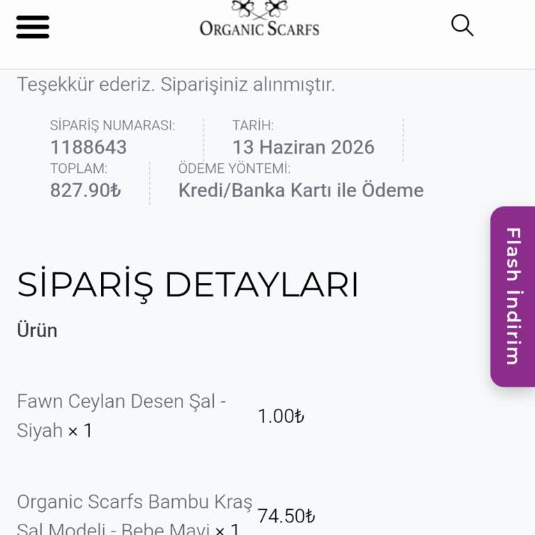 Organic Scarfs Siparişim Gönderilmedi Ve Cevap Yok, Acil Kargo Ya Da İade Talebi