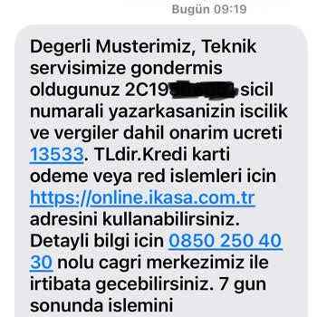 Tamir Ücreti Yeni Cihaz Fiyatına Yakın Ve Ek 550 TL Ücret