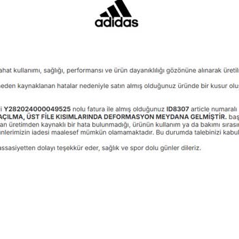 Adidas Response Ayakkabısında Kalite Sorunu Ve Garanti Reddi